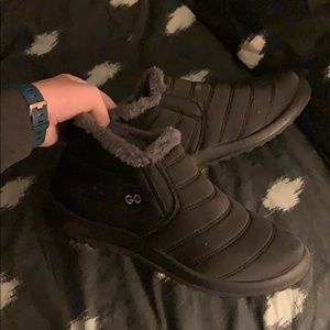 Fuzzy ankle boots